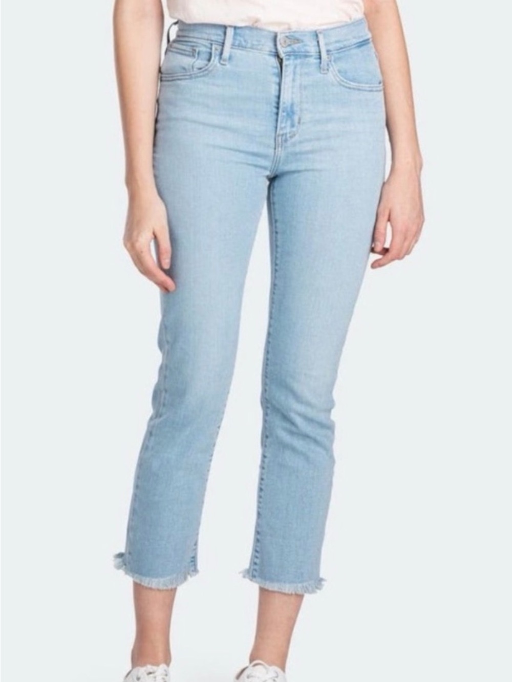 Levi’s 724 High Rise Straight Jeans Light Wash Raw Hem